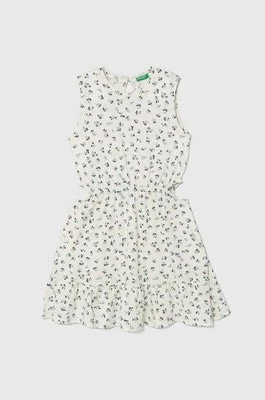 Zdjęcie produktu United Colors of Benetton sukienka bawełniana dziecięca kolor beżowy mini rozkloszowana