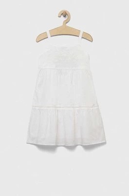 Zdjęcie produktu United Colors of Benetton sukienka bawełniana dziecięca kolor biały mini rozkloszowana