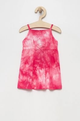 Zdjęcie produktu United Colors of Benetton sukienka bawełniana dziecięca kolor różowy midi prosta
