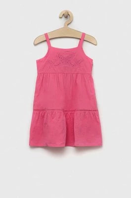 Zdjęcie produktu United Colors of Benetton sukienka bawełniana dziecięca kolor różowy mini rozkloszowana