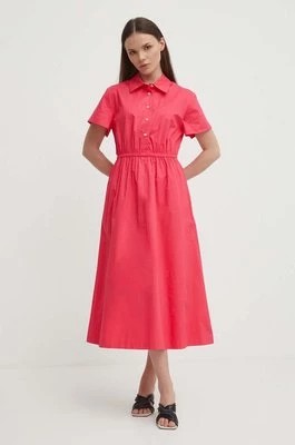 Zdjęcie produktu United Colors of Benetton sukienka bawełniana kolor różowy midi rozkloszowana