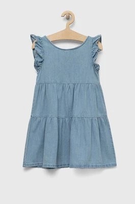 Zdjęcie produktu United Colors of Benetton sukienka jeansowa dziecięca kolor niebieski mini rozkloszowana