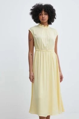Zdjęcie produktu United Colors of Benetton sukienka kolor żółty midi rozkloszowana
