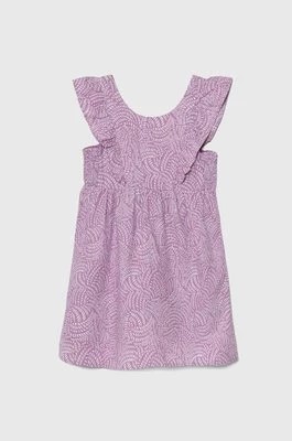 Zdjęcie produktu United Colors of Benetton sukienka lniana dziecięca kolor fioletowy mini rozkloszowana