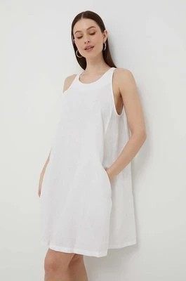Zdjęcie produktu United Colors of Benetton sukienka lniana kolor biały mini rozkloszowana