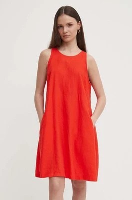 Zdjęcie produktu United Colors of Benetton sukienka lniana kolor czerwony mini prosta
