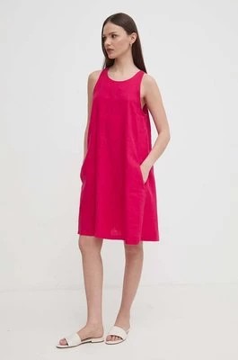 Zdjęcie produktu United Colors of Benetton sukienka lniana kolor różowy mini prosta
