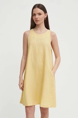 Zdjęcie produktu United Colors of Benetton sukienka lniana kolor żółty mini prosta
