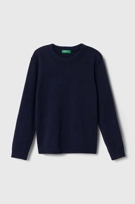 Zdjęcie produktu United Colors of Benetton sweter bawełniany dziecięcy kolor granatowy lekki