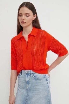 Zdjęcie produktu United Colors of Benetton sweter bawełniany kolor pomarańczowy lekki