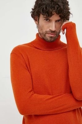 Zdjęcie produktu United Colors of Benetton sweter kaszmirowy kolor pomarańczowy lekki z golferm