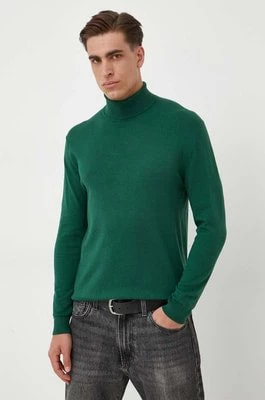 Zdjęcie produktu United Colors of Benetton sweter męski kolor zielony lekki z golferm