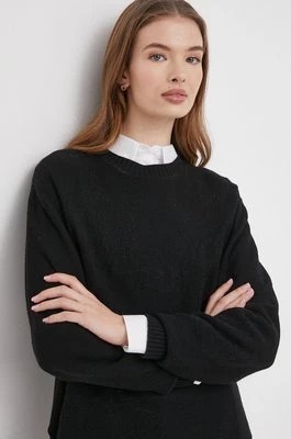 Zdjęcie produktu United Colors of Benetton sweter z domieszką wełny damski kolor czarny lekki