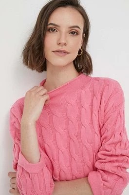 Zdjęcie produktu United Colors of Benetton sweter z domieszką wełny damski kolor różowy z półgolfem