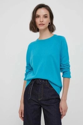 Zdjęcie produktu United Colors of Benetton sweter z domieszką wełny damski kolor turkusowy lekki