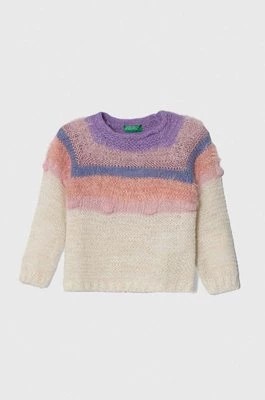 Zdjęcie produktu United Colors of Benetton sweter z domieszką wełny dziecięcy kolor beżowy lekki
