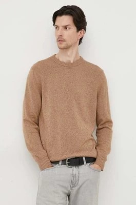 Zdjęcie produktu United Colors of Benetton sweter z domieszką wełny męski kolor brązowy lekki