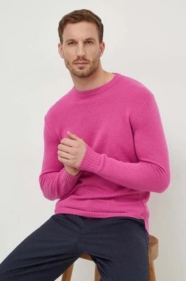 Zdjęcie produktu United Colors of Benetton sweter z domieszką wełny męski kolor różowy lekki