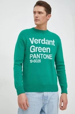 Zdjęcie produktu United Colors of Benetton sweter z domieszką wełny męski kolor zielony