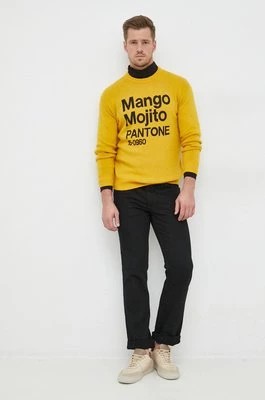 Zdjęcie produktu United Colors of Benetton sweter z domieszką wełny x Pantone męski kolor żółty lekki
