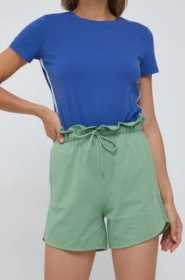 Zdjęcie produktu United Colors of Benetton szorty bawełniane damskie kolor zielony gładkie high waist