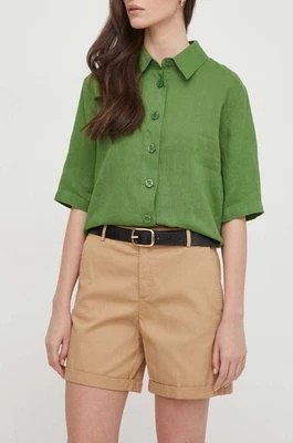 Zdjęcie produktu United Colors of Benetton szorty damskie kolor beżowy gładkie high waist