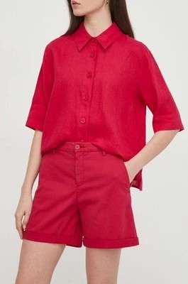 Zdjęcie produktu United Colors of Benetton szorty damskie kolor różowy gładkie high waist