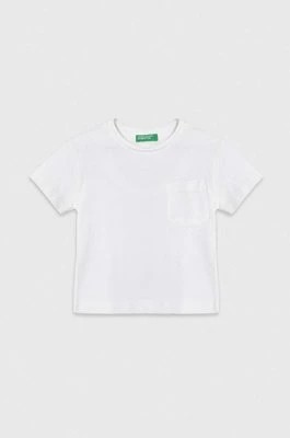 Zdjęcie produktu United Colors of Benetton t-shirt bawełniany dziecięcy kolor biały gładki