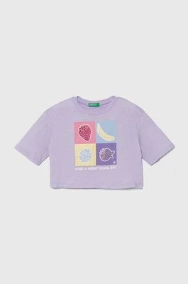 Zdjęcie produktu United Colors of Benetton t-shirt bawełniany dziecięcy kolor fioletowy