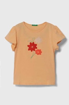 Zdjęcie produktu United Colors of Benetton t-shirt bawełniany dziecięcy kolor pomarańczowy