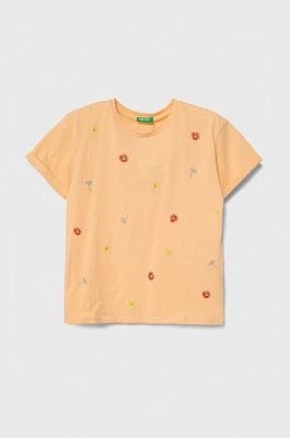 Zdjęcie produktu United Colors of Benetton t-shirt bawełniany dziecięcy kolor pomarańczowy