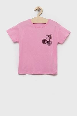 Zdjęcie produktu United Colors of Benetton t-shirt bawełniany dziecięcy kolor różowy