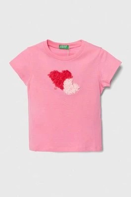 Zdjęcie produktu United Colors of Benetton t-shirt bawełniany dziecięcy kolor różowy