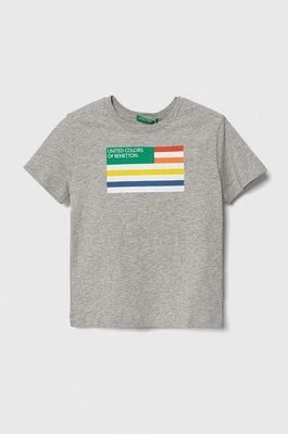 Zdjęcie produktu United Colors of Benetton t-shirt bawełniany dziecięcy kolor szary z nadrukiem