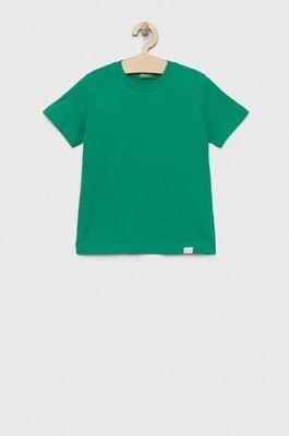 Zdjęcie produktu United Colors of Benetton t-shirt bawełniany dziecięcy kolor zielony gładki