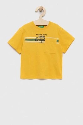 Zdjęcie produktu United Colors of Benetton t-shirt bawełniany dziecięcy kolor żółty wzorzysty