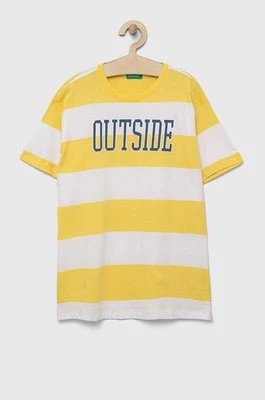 Zdjęcie produktu United Colors of Benetton t-shirt bawełniany dziecięcy kolor żółty wzorzysty