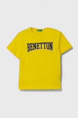 Zdjęcie produktu United Colors of Benetton t-shirt bawełniany dziecięcy kolor żółty z nadrukiem
