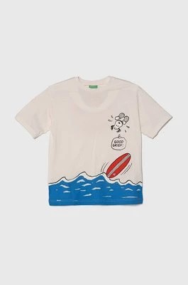 Zdjęcie produktu United Colors of Benetton t-shirt bawełniany dziecięcy X Peanuts kolor biały z nadrukiem