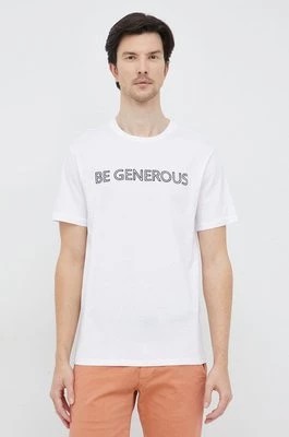Zdjęcie produktu United Colors of Benetton t-shirt bawełniany kolor biały wzorzysty