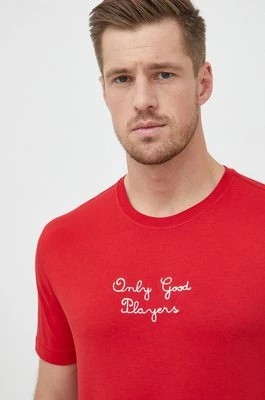 Zdjęcie produktu United Colors of Benetton t-shirt bawełniany kolor czerwony z aplikacją