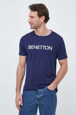 Zdjęcie produktu United Colors of Benetton t-shirt bawełniany kolor granatowy z nadrukiem