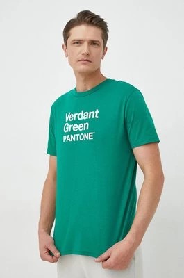 Zdjęcie produktu United Colors of Benetton t-shirt bawełniany kolor zielony z nadrukiem