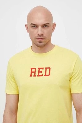 Zdjęcie produktu United Colors of Benetton t-shirt bawełniany kolor żółty z nadrukiem
