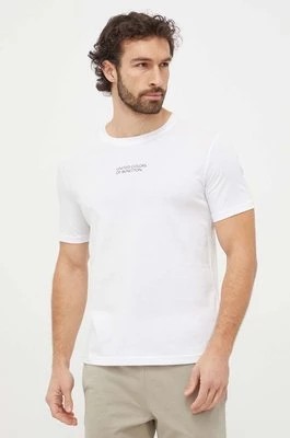 Zdjęcie produktu United Colors of Benetton t-shirt bawełniany męski kolor biały z nadrukiem