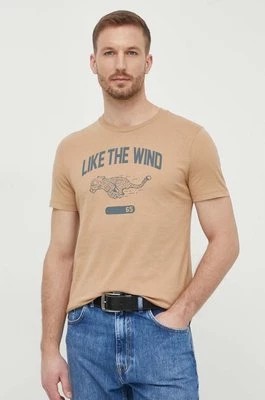 Zdjęcie produktu United Colors of Benetton t-shirt bawełniany męski kolor brązowy z nadrukiem