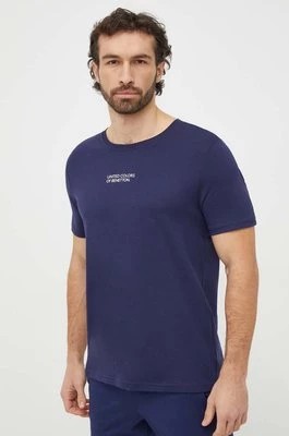 Zdjęcie produktu United Colors of Benetton t-shirt bawełniany męski kolor granatowy z nadrukiem