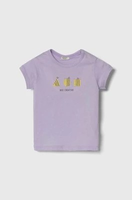 Zdjęcie produktu United Colors of Benetton t-shirt bawełniany niemowlęcy kolor fioletowy