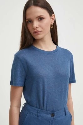 Zdjęcie produktu United Colors of Benetton t-shirt lniany kolor niebieski