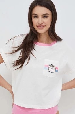 Zdjęcie produktu United Colors of Benetton t-shirt piżamowy bawełniany x Peanuts kolor beżowy bawełniana